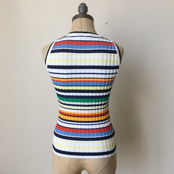 MILLY Striped Rib Knit Tank - Picture 3 of 7